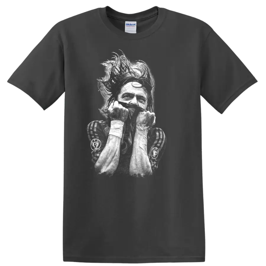 Retro soccer portrait of Zlatan Ibrahimović style T Shirt - Charcoal