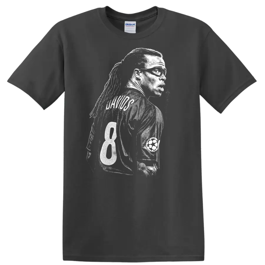 Black and white retro soccer player portrait design T - Charcoal