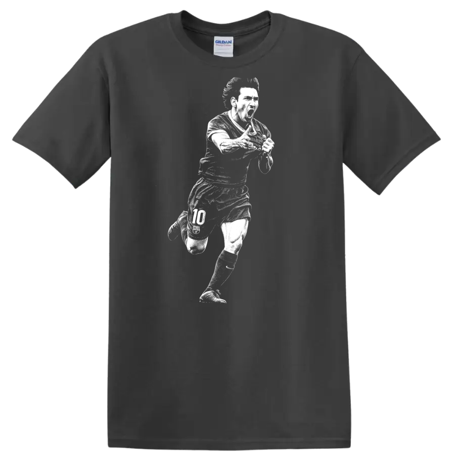 Retro soccer portrait of Lionel Messi in black and white on a - Charcoal