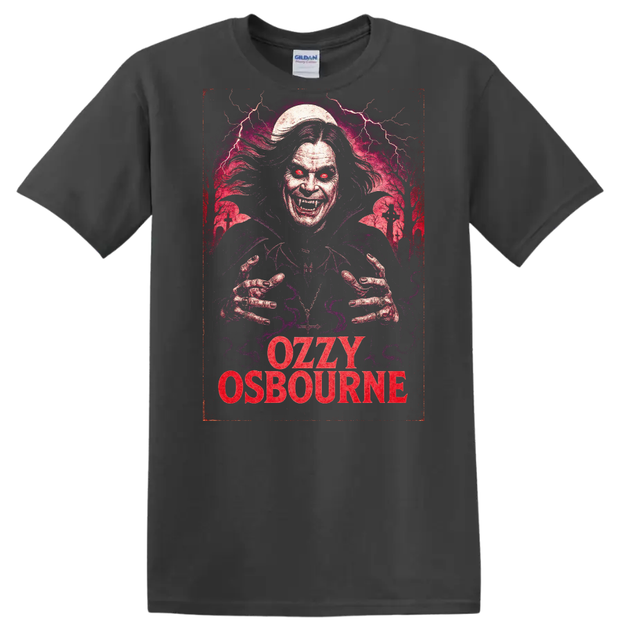 Ozzy Osbourne Retro Heavy Metal Horror Art T Shirt - Charcoal
