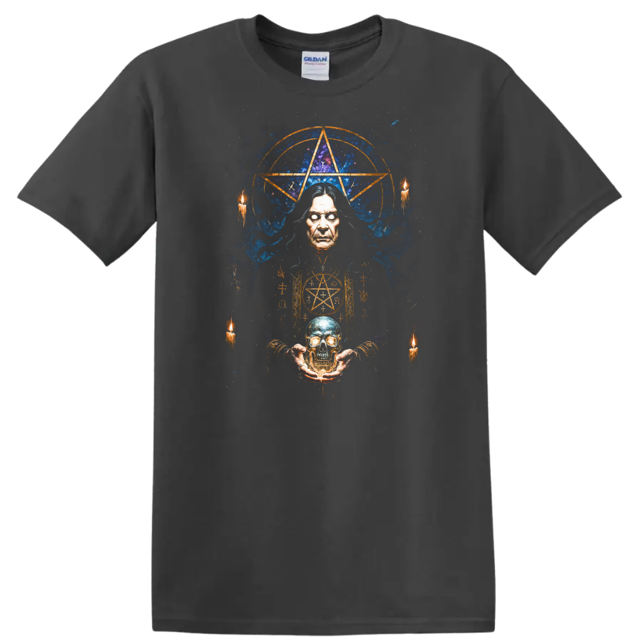 Heavy Metal Occult Legend Skull T Shirt Retro Rock Album Cover Style - Charcoal
