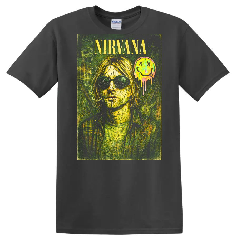 Nirvana Retro Rock Album Cover Legend Style T Shirt - Charcoal