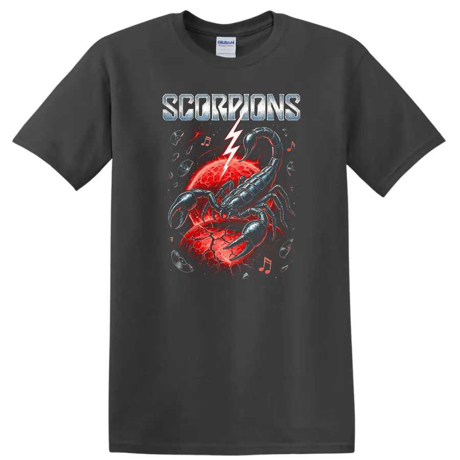 Scorpions Retro Rock Heavy Metal Album Style T Shirt - Charcoal