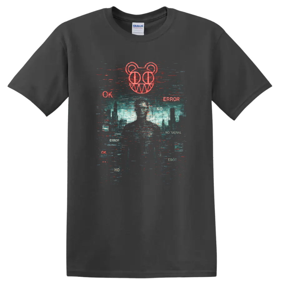 Vintage Classic Rock Album Cover Art T Shirt inspired by Radiohead on a Charcoal T Shirt