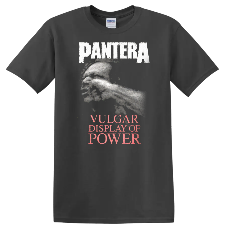 Pantera Vulgar Display of Power Heavy Metal Album Cover T Shirt - Charcoal