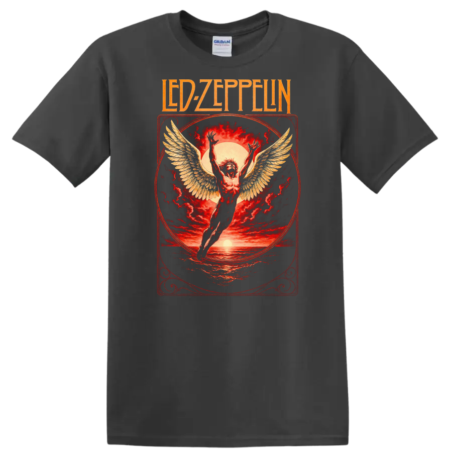 Led Zeppelin Retro Heavy Metal Album Cover Style T Shirt - Charcoal