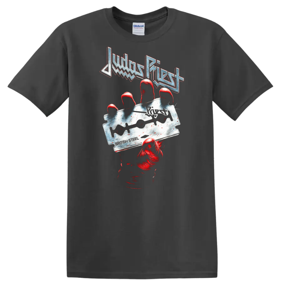 Judas Priest Retro Heavy Metal Hand Claw T Shirt Album Cover Legend - Charcoal