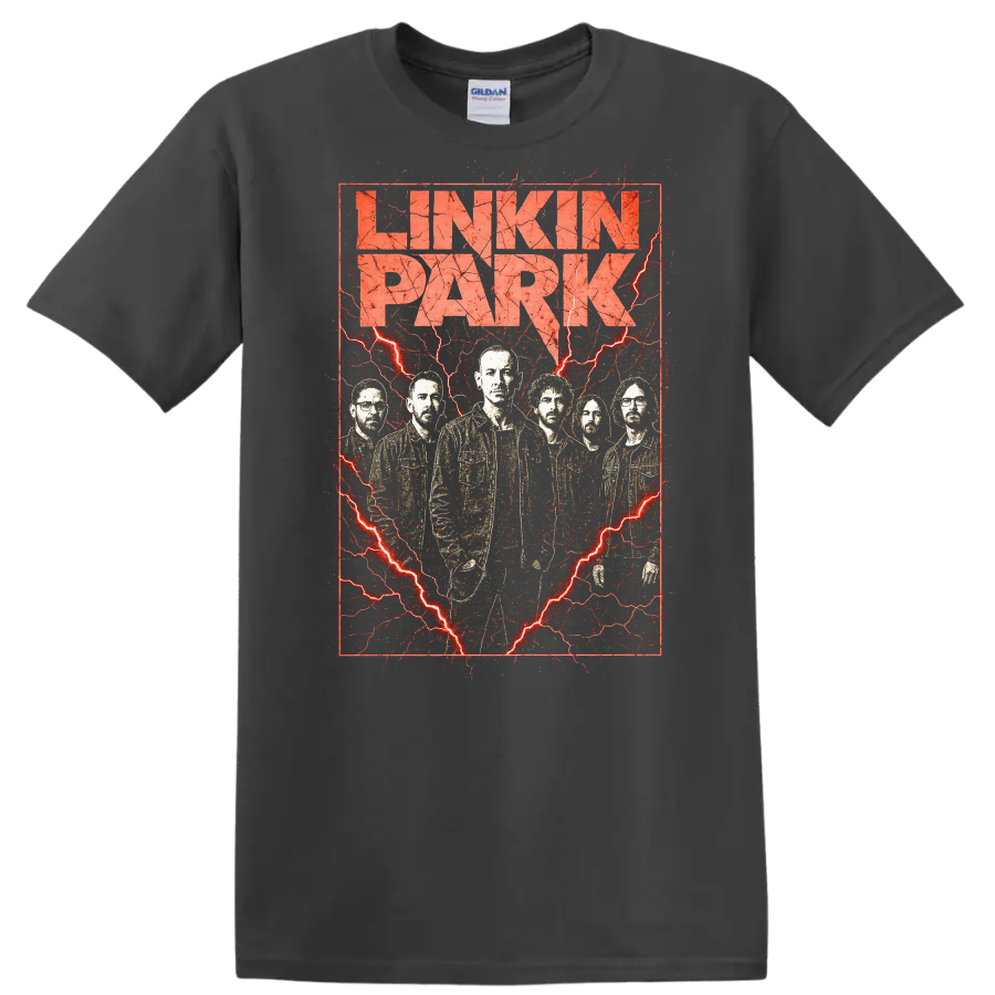 Linkin Park Retro Heavy Metal Album Cover Style T Shirt - Charcoal