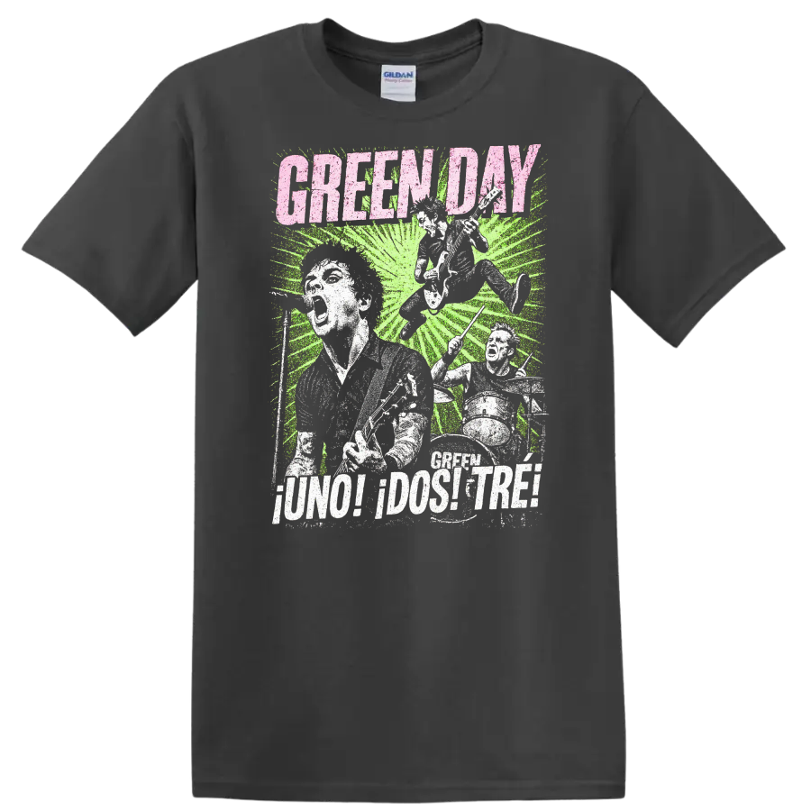 Green Day Punk Rock Retro Heavy Metal Album Style T Shirt - Charcoal