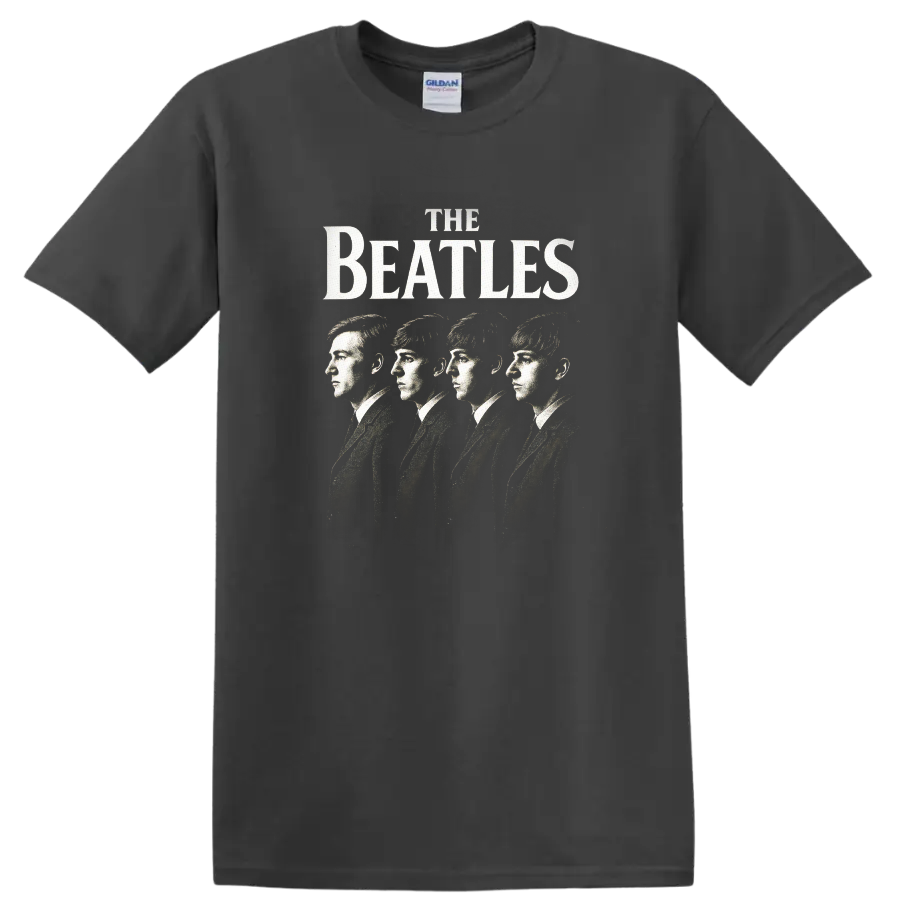 The Beatles Retro Rock Album Cover Style T Shirt - Charcoal