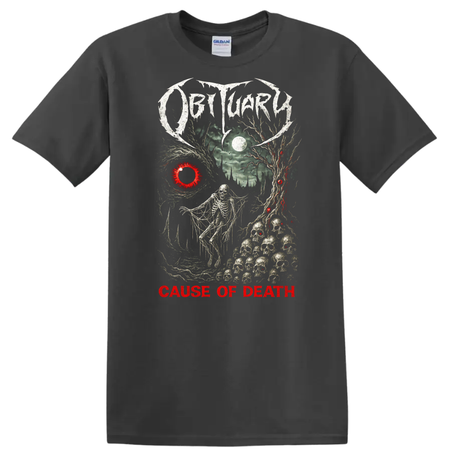 Death Metal Cause of Death Retro Heavy Metal Album Cover T Shirt - Charcoal