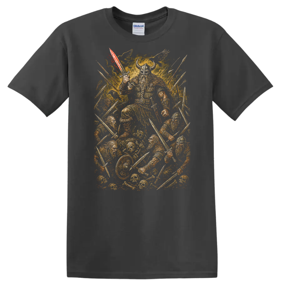 Retro Heavy Metal Warrior T Shirt Vintage Rock Album Cover Style - Charcoal