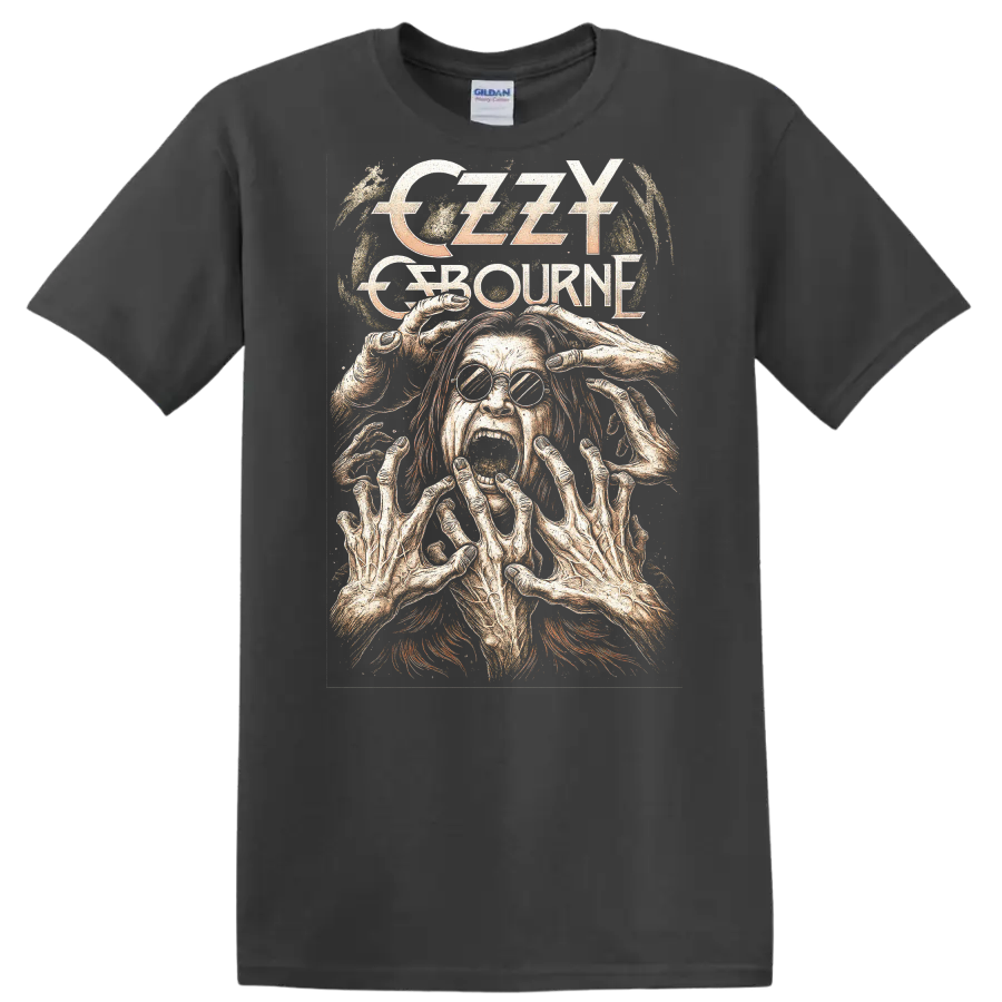 Creepy Retro Rock Legend Horror Face Album Cover Style T Shirt - Charcoal
