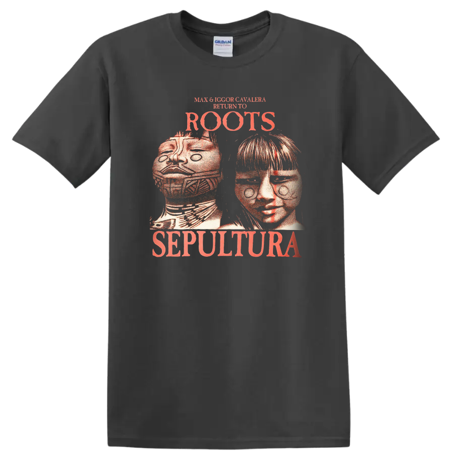 Max & Igor Cavalera Roots Sepultura Retro Metal Band T Shirt - Charcoal