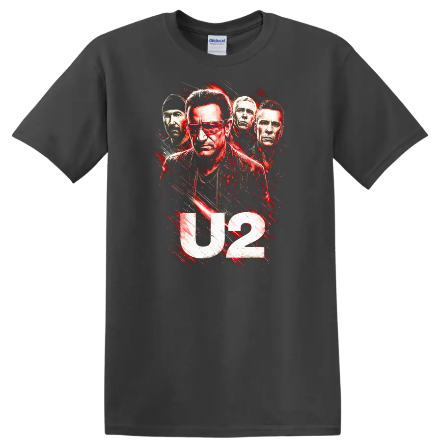 U2 Retro Rock Heavy Metal Album Cover Style T Shirt - Charcoal