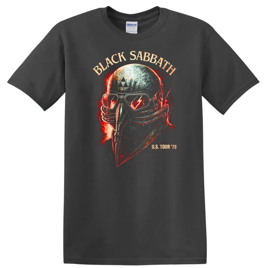 Black Sabbath Retro Heavy Metal Album Style T Shirt for Rock Fans - Charcoal