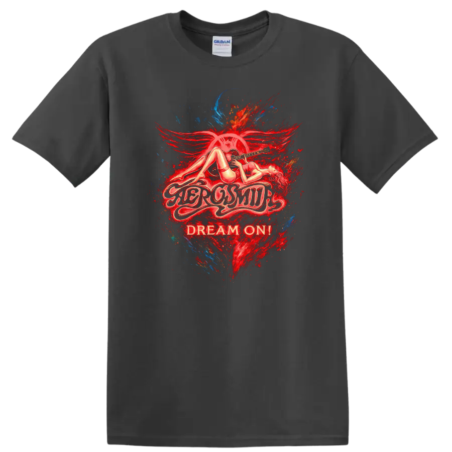 Retro Rock Dream On Heavy Metal Legend Style T Shirt - Charcoal