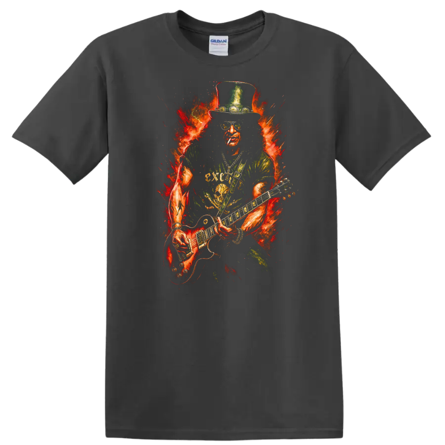Retro Rock Heavy Metal Guitar Legend T Shirt for Music Fans - Charcoal