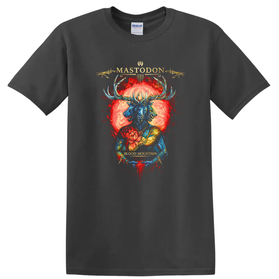 Mastodon Retro Heavy Metal Album Cover Style T Shirt - Charcoal