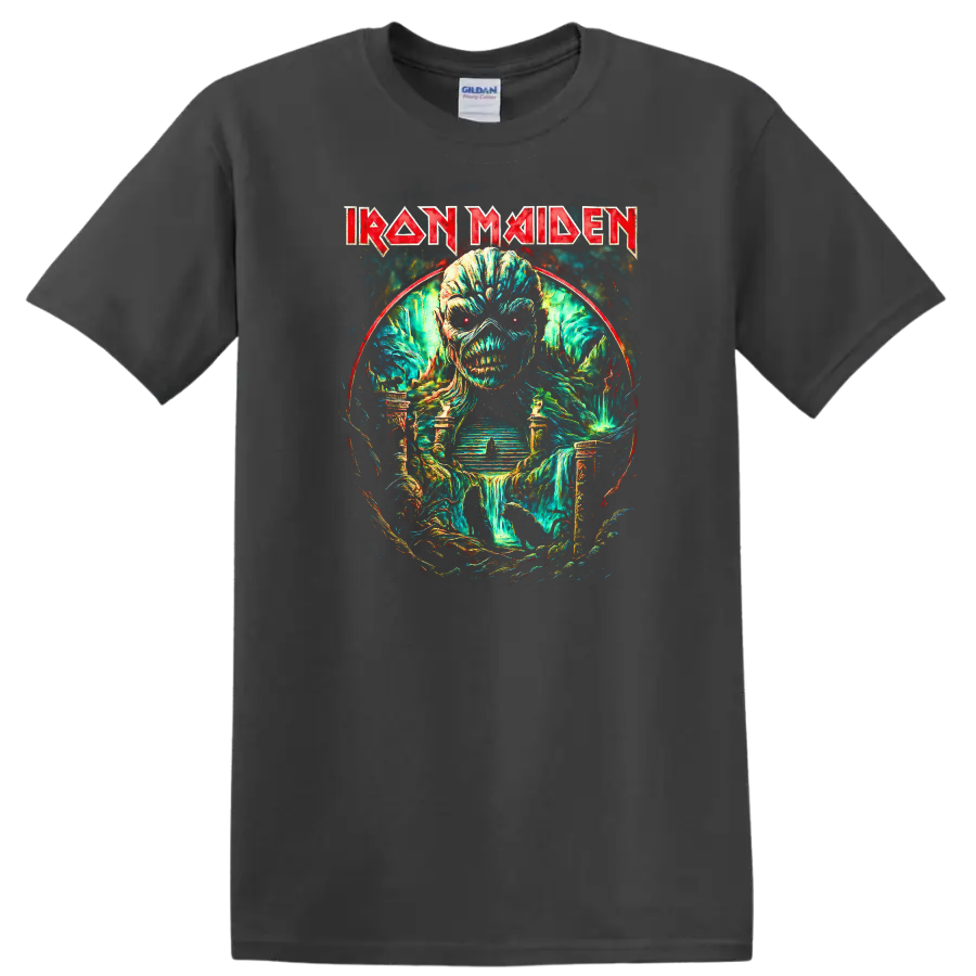 Iron Maiden Heavy Metal Album Art Skull T Shirt Retro Rock Legend - Charcoal