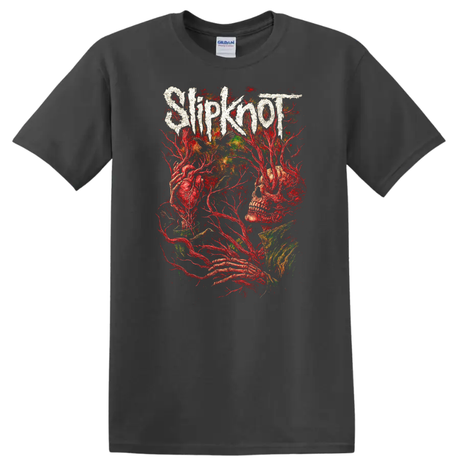 Slipknot Heavy Metal Band Logo Style T Shirt Retro Rock Graphic - Charcoal