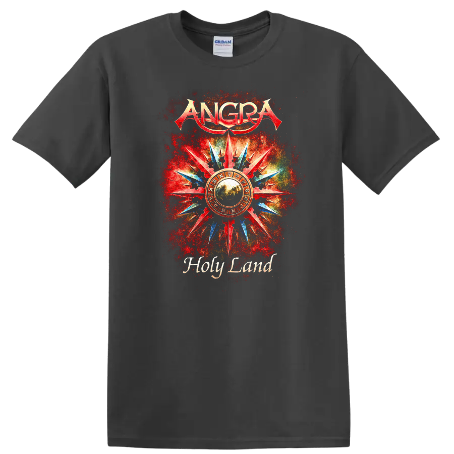 ANGRA Holy Land Retro Heavy Metal Album Art T Shirt - Charcoal