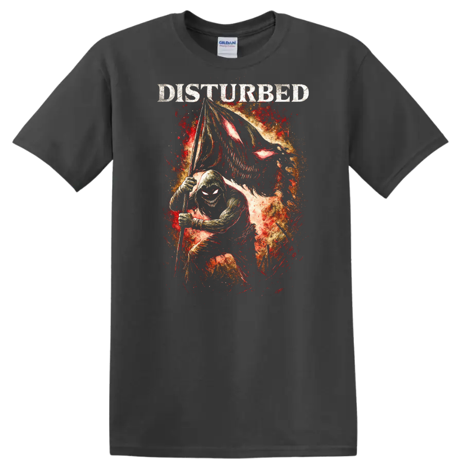 Disturbed Heavy Metal Album Style Skull Reaper Graphic T Shirt - Charcoal