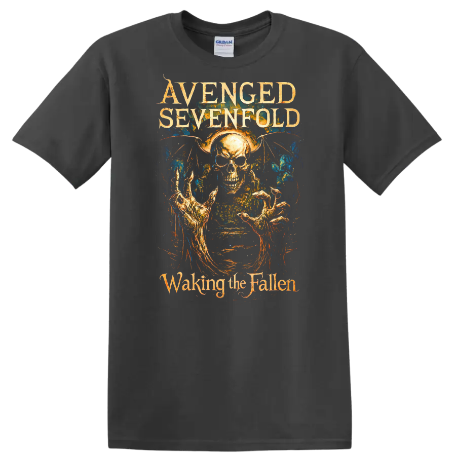 Avenged Sevenfold Waking the Fallen Retro Metal Album Art T Shirt - Charcoal