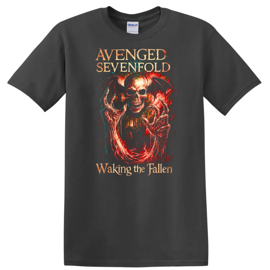 Avenged Sevenfold Retro Heavy Metal Skull Album Art T Shirt - Charcoal