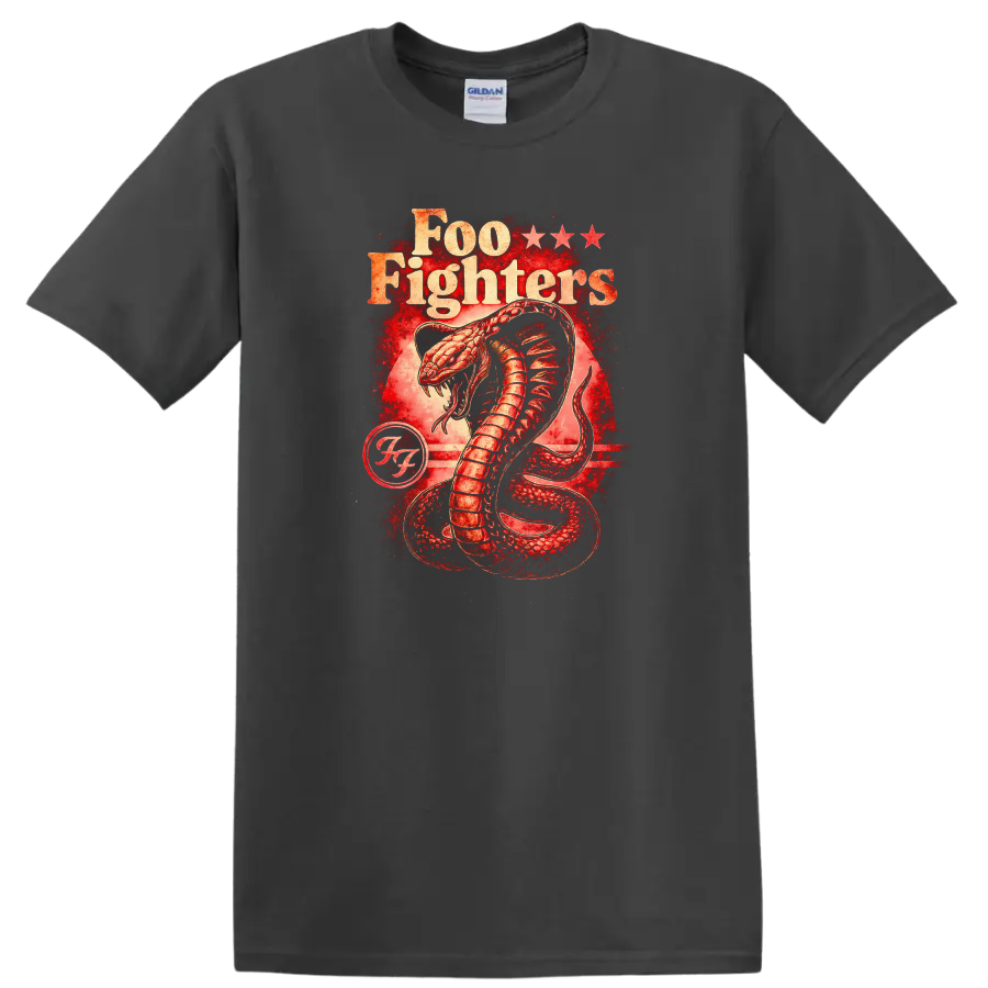 Foo Fighters Retro Heavy Metal Cobra Album Cover Style T Shirt - Charcoal