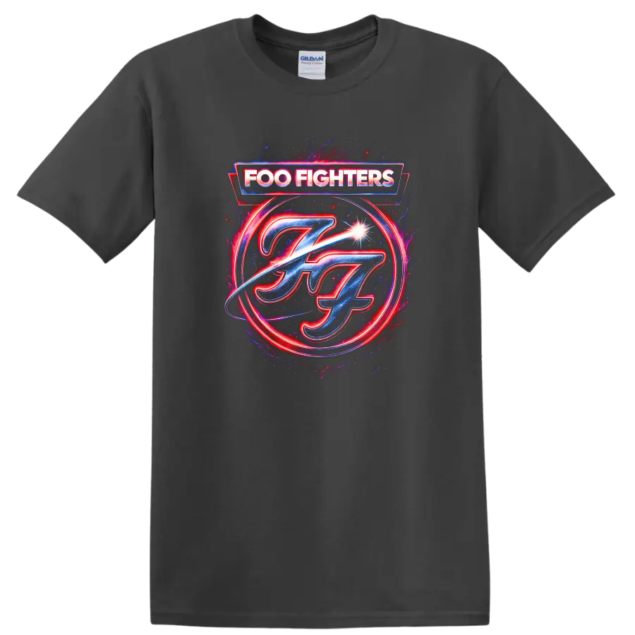 Foo Fighters Retro Heavy Metal Album Cover Style T Shirt - Charcoal