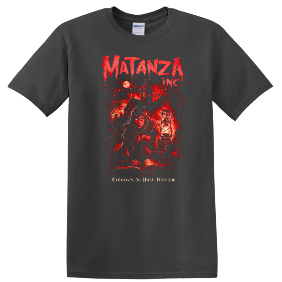 Matanza Inc Retro Heavy Metal Band Album Cover Style T Shirt - Charcoal