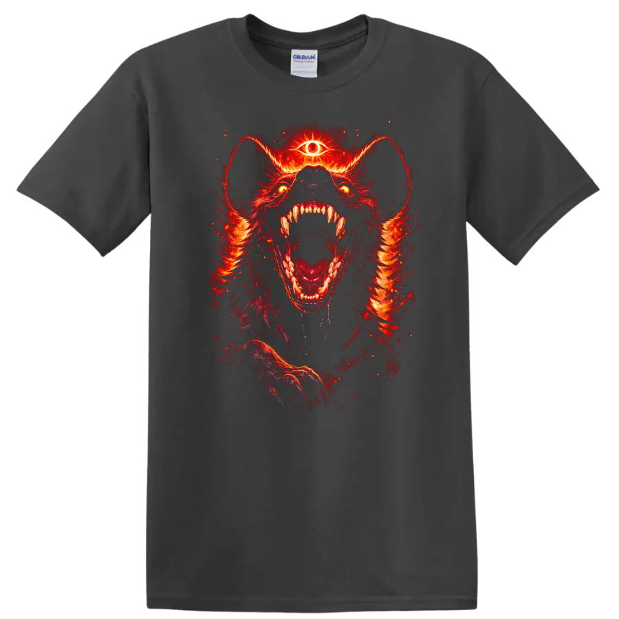 Fiery Red Wolf Beast Howling Graphic T Shirt for Animal Lovers - Charcoal