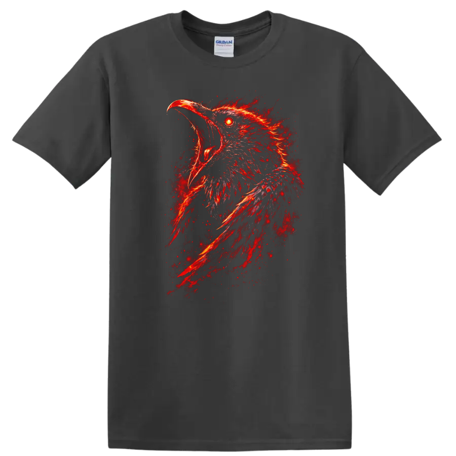 Fiery Red Eagle Head Graphic T Shirt Fierce Animal Art - Charcoal