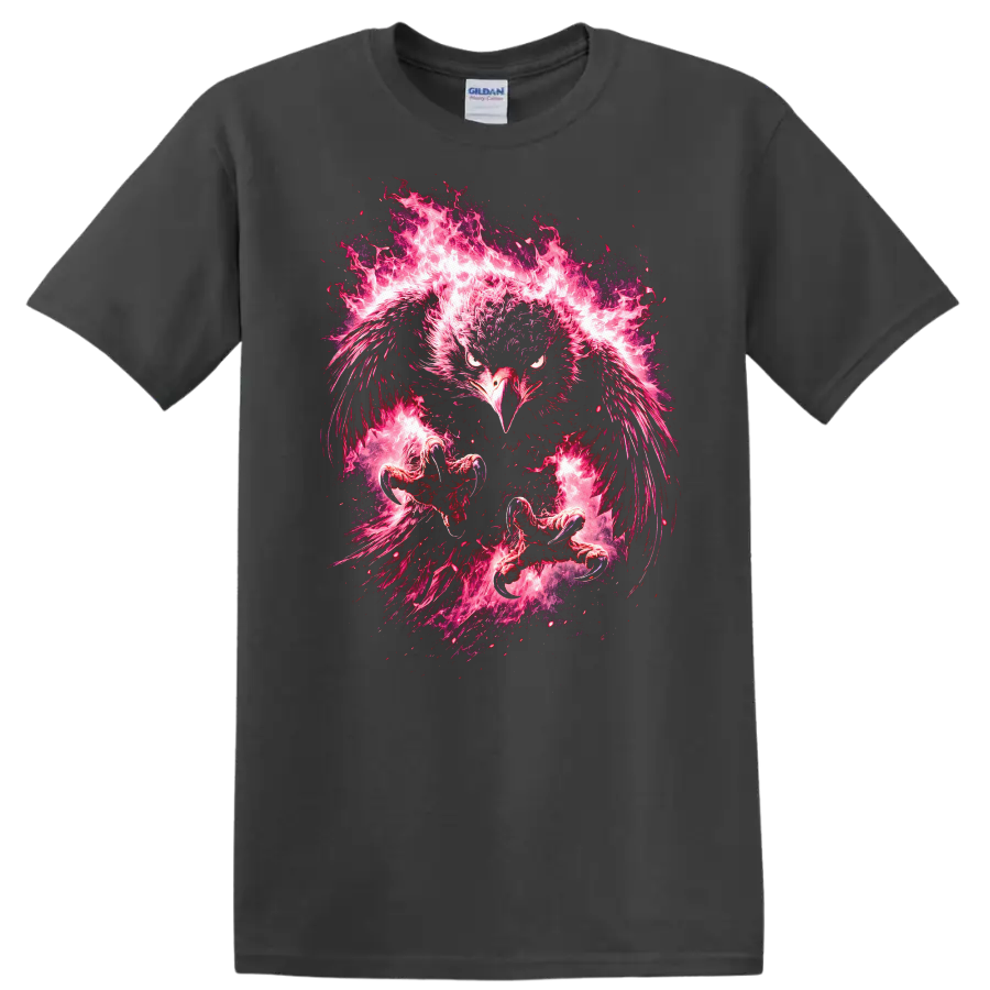 Fierce Flaming Phoenix Bird Graphic T Shirt for Bold Animal Lovers - Charcoal