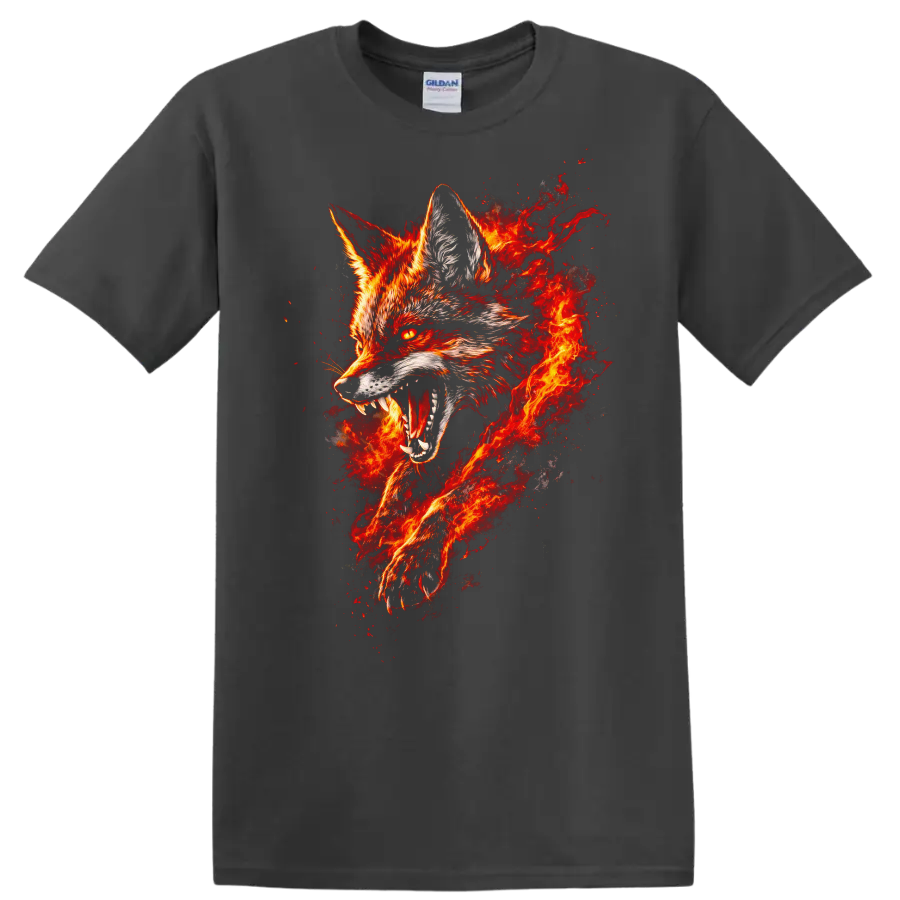 Fiery Fox Head Animals Graphic T Shirt for Bold Wildlife Style - Charcoal