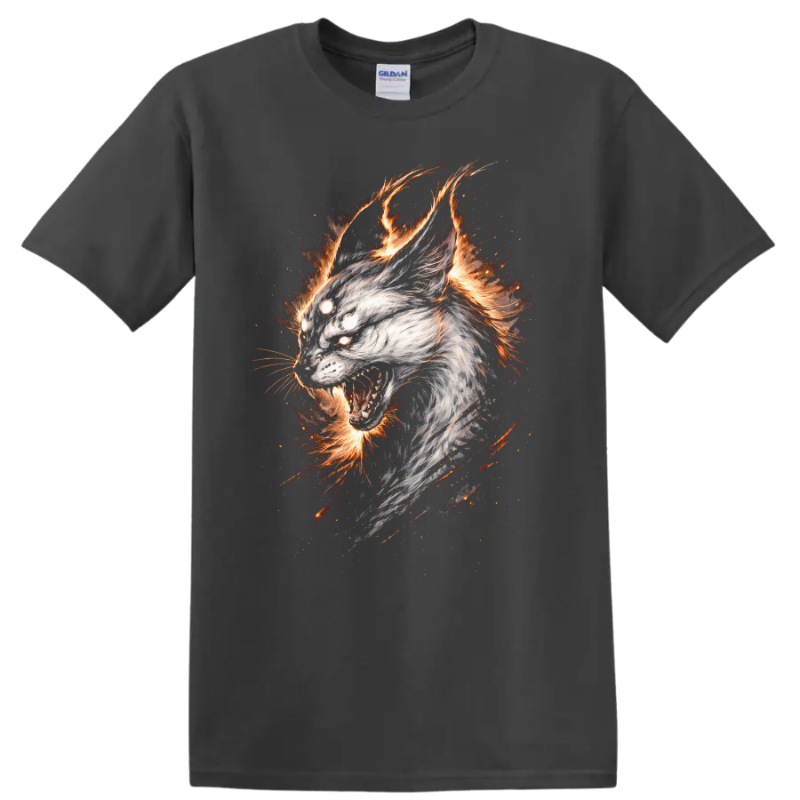 Fierce Flame White Tiger Head T Shirt for Animal Lovers - Charcoal