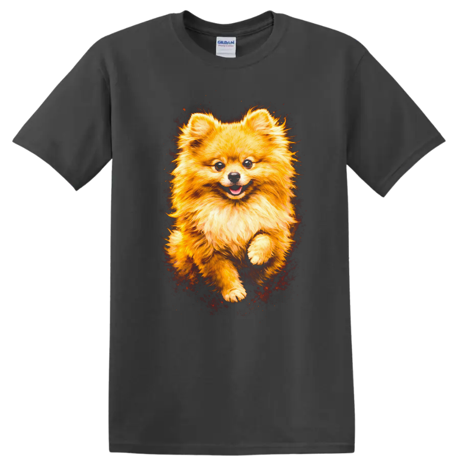 Fluffy Pomeranian Dog Portrait Cute Breed Lover T Shirt - Charcoal