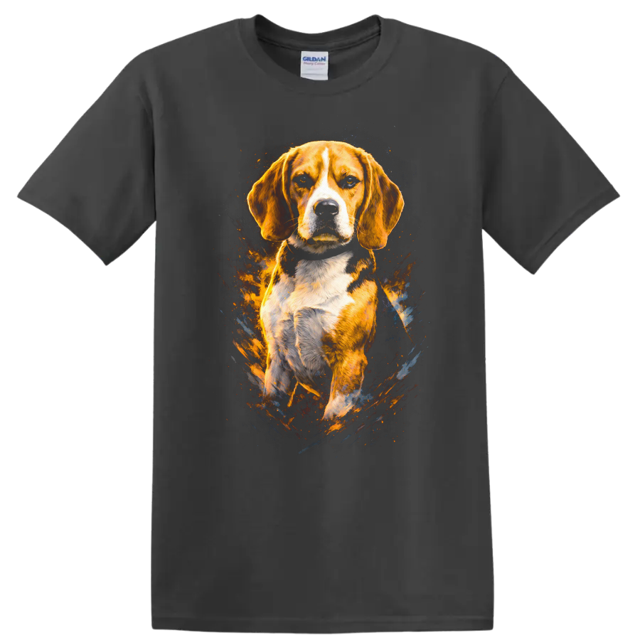 Beagle Dog Splash Art T Shirt Colorful Breed Portrait Gift - Charcoal