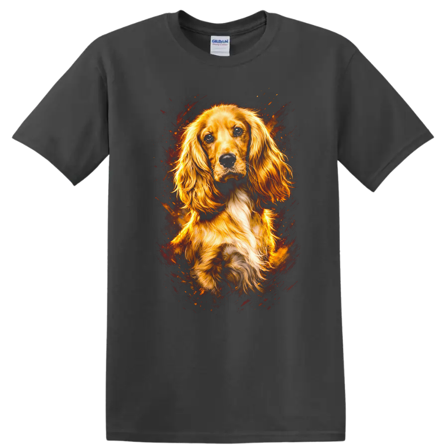 Golden Spaniel Portrait Dog Lover T Shirt for Breed Fans and Pet Owners - Charcoal
