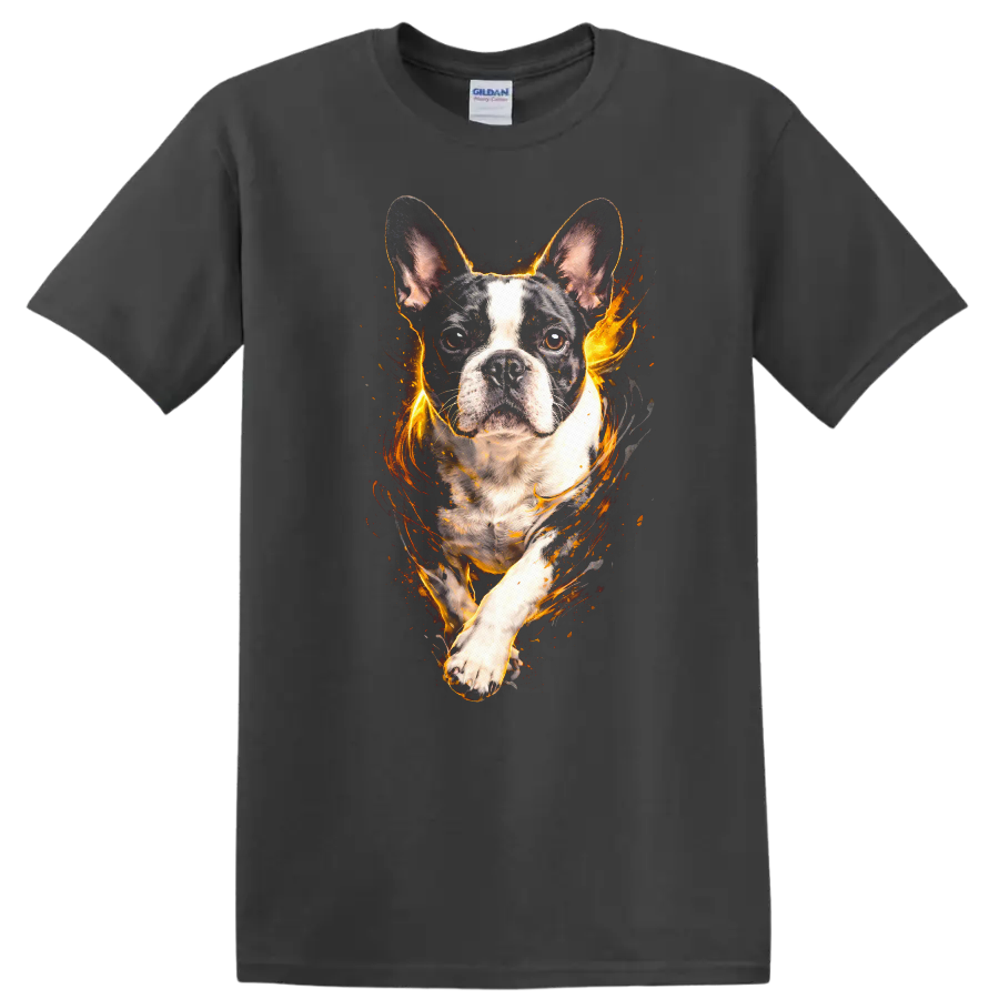 French Bulldog Fire Glow Portrait T Shirt for Dog Lovers - Charcoal