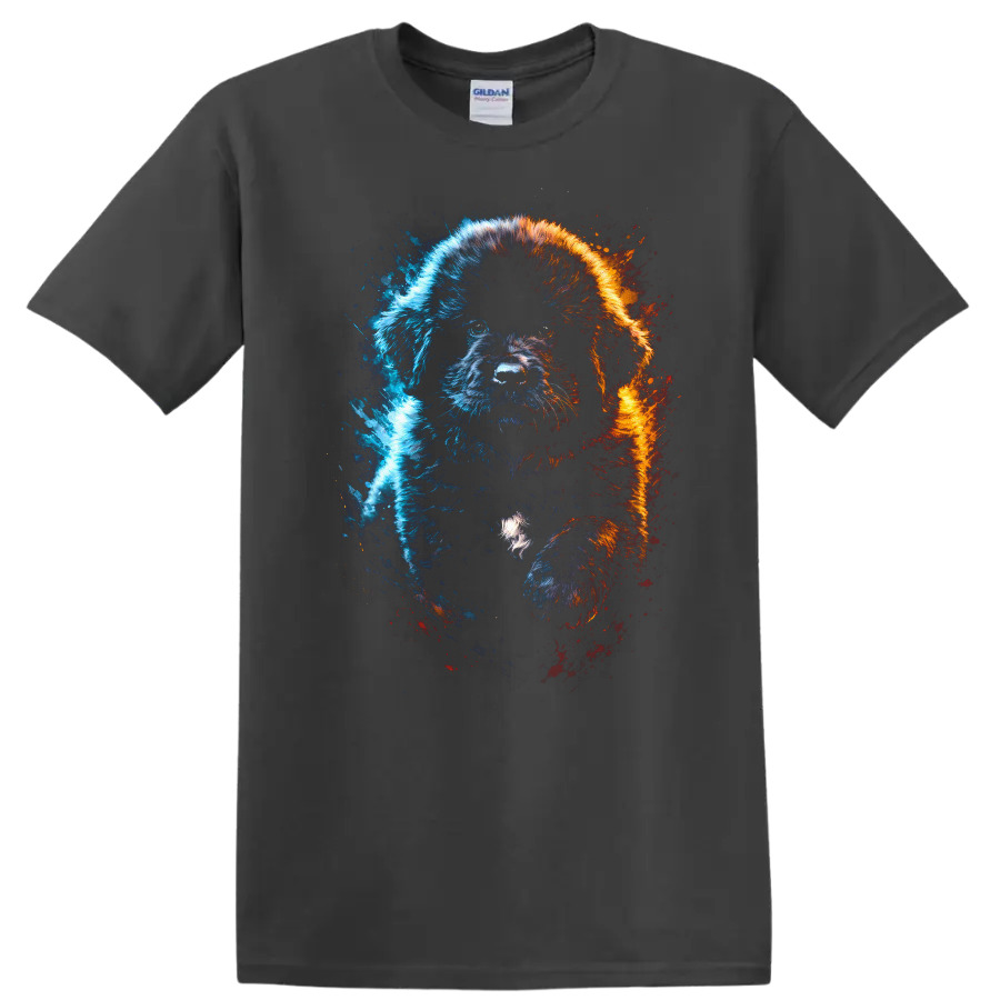 Color Splash Puppy Portrait T Shirt for Dog Lovers and Pet Owners on a Charcoal T Shirt
