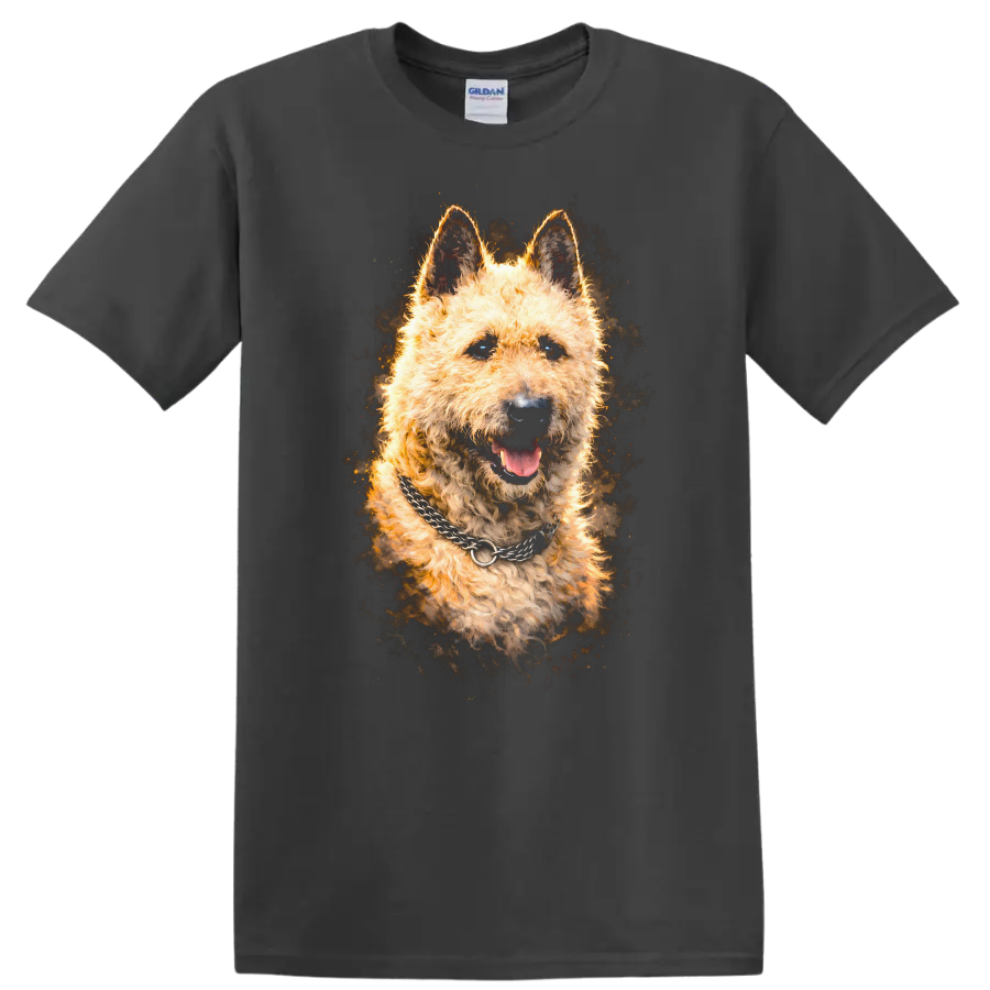 Fluffy German Shepherd Portrait T Shirt Dog Lover Graphic Tee on a Charcoal T Shirt