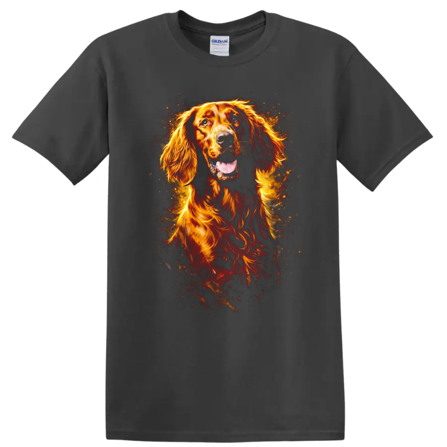 Golden Retriever Portrait Fire Glow T Shirt for Dog Lovers - Charcoal