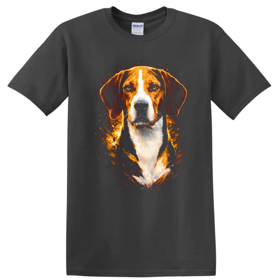 Beagle Dog Splash Art T Shirt Vibrant Pet Portrait for Dog Lovers - Charcoal