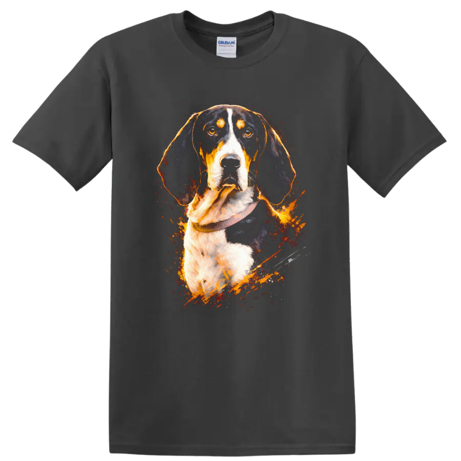 Watercolor Hound Dog Portrait T Shirt for Dog Lovers on a Charcoal T Shirt