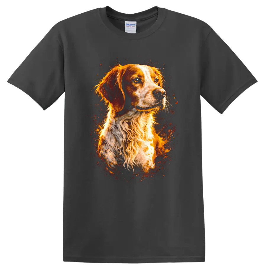 Golden Retriever Dog Portrait T Shirt Fiery Watercolor Art - Charcoal