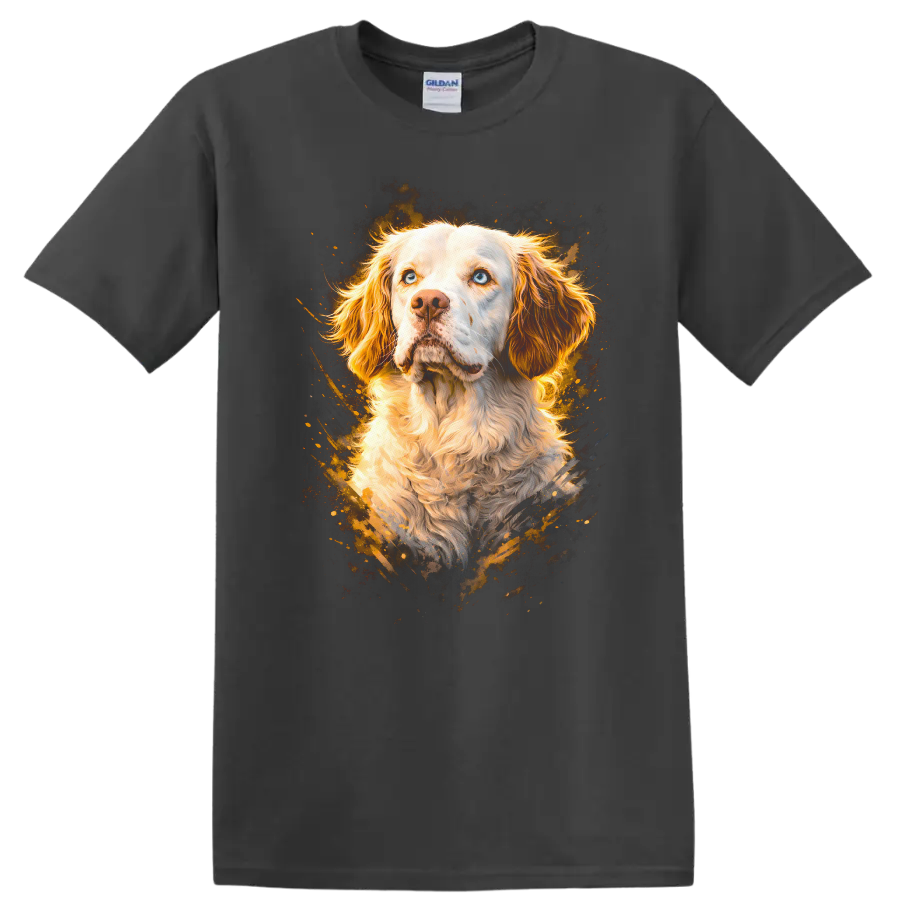 Blue Eyed Cocker Spaniel Dog Portrait T Shirt for Dog Lovers - Charcoal