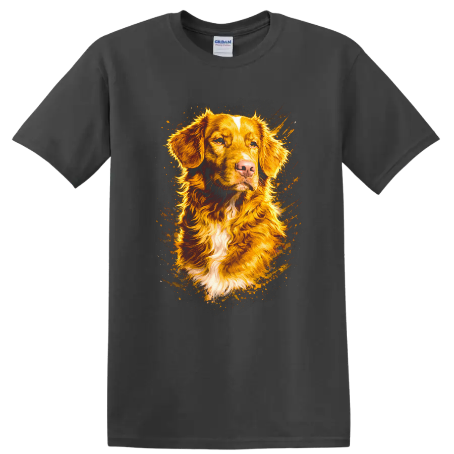 Golden Retriever Dog Portrait T Shirt Vibrant Splatter Style for Pet Lovers - Charcoal