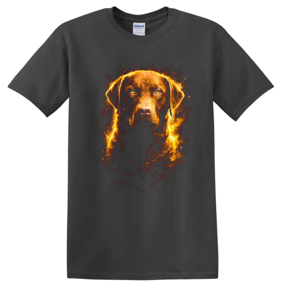 Fiery Labrador Portrait Dog Breed T Shirt for Pet Lovers - Charcoal